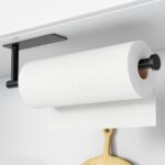 Paper Towel Holder - Self-Adhesive or Drilling, Matte Black Wall Mounted Rack - SUS304 Stainless Steel Kitchen Roll Dispenser Under Cabinet - Image 2