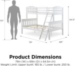 DHP Airlie Twin over Full Bunk Bed, White, Wood Construction, Converts to Twin/Full, 4-Step Ladder, Guard Rails - Image 3