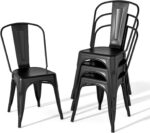 Metal Patio Chairs-Outdoor Chairs Set of 4, Dining Kitchen Metal Chairs, Height Restaurant Stackable Chair Side Bar, 500LBS Weight Capacity - Image 2