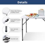 34" Square Folding Card Table, Fold-in-Half Utility Dining Portable Table Heavy Duty HDPE White Plastic Foldable with Carrying Handle Indoor Outdoor for Picnic, Camping, Party - Image 5