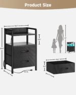 Night Stand Bedside Charger Bedroom - Nightstand with Charging Station & LED Light Strip, Night Stand with Storage Shelf & 2 Fabric Drawers, Morden End Table with U-S-B Ports & AC Outlets - Image 4