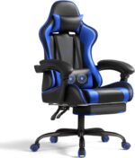 Shahoo Gaming Chair with Footrest and Massage Lumbar Support, Video Game Chairs Height Adjustable Seat with Headrest for Office or Bedroom, Study Room, Blue - Image 2