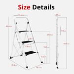 HBTower Step Ladder Folding Step Stool for Adults with Anti-Slip Pedal,330 lbs Capacity for Kitchen, Home,White - Image 7