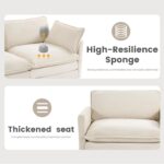 ROWHY Oversized Modular Sectional Sofa with Movable Ottoman, 112 Inch 4 Seat Modern Corduroy Sofa Set, Convertible L Shaped Couch for Living Room and Office, Beige - Image 7