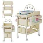 Jaylene Portable Baby Changing Table with Storage – Adjustable Height Diaper Station, Waterproof Pad, Large Capacity Organizer, Foldable Newborn Changing Table for Nursery & Bedroom (Beige) - Image 2