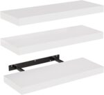 AMADA HOMEFURNISHING Floating Shelves, Wall Shelves for Bathroom/Living Room/Bedroom/Kitchen Decor, White Shelves with Invisible Brackets Set of 3 - AMFS08 - Image 2