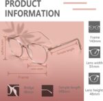 FONHCOO Blue Light Blocking Glasses Women Men Computer Eyeglasses,TR90 Fashion Round Transparent Anti Blue Light Glasses with Anti Eyestrain & UV Glare for Gaming & Reading (Flesh Pink) - Image 7