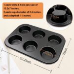 2 Packs Premium Steel Muffin Pan for Baking, Round Muffin Baking Pan, Baking Tray for Muffins, Cupcakes, Brownie(Black, 6 Cup) - Image 3