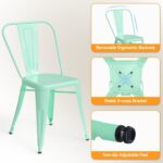 Metal Dining Chairs Set of 4 Stackable Side with Back 18 Inch Indoor Outdoor Use Industrial Classic Vintage Metal for Kitchen Restaurant Bistro Cafe Bar, Mint Green - Image 6