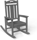 Ciokea Outdoor Rocking Chair, Gray HDPE Rocking Chairs for Outside, All-Weather Comfortable Patio Rockers for Front Porch Deck Balcony - Image 2
