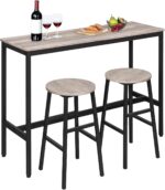 Bar Stools, Set of 2 Round Bar Chairs with Footrest, 24.4 Inch Kitchen Breakfast Bar Chairs, Industrial Bar Stools, Easy Assembly, for Dining Room, Kitchen, Greige BAHG0201Z - Image 9