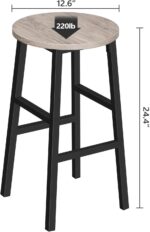 Bar Stools, Set of 2 Round Bar Chairs with Footrest, 24.4 Inch Kitchen Breakfast Bar Chairs, Industrial Bar Stools, Easy Assembly, for Dining Room, Kitchen, Greige BAHG0201Z - Image 4