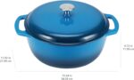Amazon Basics Cast Iron Dutch Oven Pot with Lid, Enameled, Round, Dual Handles, Heavy-Duty, Medium, 6-Quart, Blue - Image 6