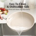 Redchef Nonstick Frying Pans Set, Ceramic Pan Skillet, Non Toxic Pans for Cooking, 8" 9.5" 11" Ceramic Frying Pan Set PFAS & PTFE & PFOA Free with Stay Cool Handle, Dishwasher & Oven Safe, Beige White - Image 9