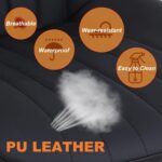 Bar Stools Set of 2, Swivel Counter Height Barstools with Back, Adjustable PU Leather Bar Chairs, Modern Armless Kitchen Island Stool, Black - Image 5