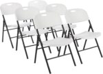 Amazon Basics Sturdy Foldable Plastic Chair, Portable, 350-Pound Capacity, White, 6-Pack - Image 2