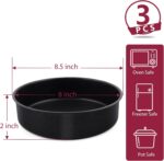 P&P CHEF 8 Inch Cake Pan Set of 3, Non-Stick Round Cake Pans Tins for Tier Smash Cakes, Baking Pans Set & Essential Bakeware, Stainless Steel Core & Leak-Proof - Image 3