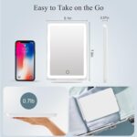 FUNTOUCH Rechargeable Travel Makeup Mirror with 72 Led Lights, Portable Lighted Beauty Mirror, 3 Color Lighting, Dimmable Touch Screen, Tabletop LED Folding Cosmetic Vanity Mirror - Image 6