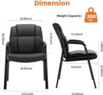 Sweetcrispy Waiting Room Office Guest Chairs Set of 2, PU Leather Big and Tall No Wheels Executive Office Chair with Padded Arms for Reception Conference Room Lobby - Image 3