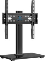 PERLESMITH Universal TV Stand, Table Top TV Stand for 32-60 inch TVs & Monitors, Height Adjustable TV Mount Stand Holds up to 88 lbs with Tempered Glass Base & Wire Management, VESA 400x400mm PSTVS04 - Image 2