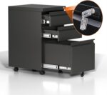 File Cabinet for Home Office, 3 Drawers File Cabinets with Lock, Rolling Under Desk Filing Drawer on Wheels - Image 7