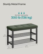 SONGMICS Shoe Bench, Storage Bench, Entryway Bench with Cushion, Shoe Shelf with Seat, Space-Saving, Modern Style, for Living Room, Bedroom, Hallway, Forest Green and Ink Black ULBS057C01 - Image 4