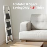 HBTower Step Ladder Folding Step Stool for Adults with Anti-Slip Pedal,330 lbs Capacity for Kitchen, Home,White - Image 5