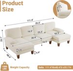 VINGLI 110" Sectional Couches for Living Room,U Shaped Couch with Double Chaise, 4-Seat Sofa Set with Chenille Fabric for Home Furniture,Beige - Image 3