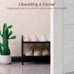 Gonfoam 2-Tier Expandable Shoe Rack,Adjustable Shoe Shelf Storage Organizer Heavy Duty Metal Free Standing Shoe Rack for Entryway Closet Doorway (Black) - Image 8