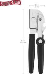 Easy-Crank Can Opener with Folding Crank Handle, Manual Hand Held and Sharp Blade, Stainless Steel, Easy Turn Knob, Basic Kitchen Essentials, For all Can Sizes (Black) - Image 3