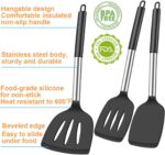3Pcs Silicone Spatula Set Heat Resistant Spatulas for Nonstick Cookware Fish Turner Plastic Spatulas Rubber Wok Spatula, Long Large Spatula Silicone Cooking Use Kitchen Utensils Set - Image 3