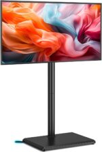 Rfiver Swivel Floor TV Stand with Mount for 32-60 inch TVs up to 88 lbs, Height Adjustable Tall TV Stand with Wood Base, Saving Space Design for Bedroom, Living Room and Corner, Max VESA 400x400mm - Image 2