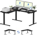 FLEXISPOT L Shaped Standing Desk, 63 x 55 Inch Electric Height Adjustable Corner Desk, Sit Stand Computer Workstation, Preset Controller, Home Office, Black Frame with Black Top - Image 2