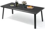 Patio Table with Umbrella Hole 83" Rectangle Aluminum Indoor Outdoor Dining Table for 6-8 All Weather Outside Table for Lawn Backyard Garden Poolside Park - Image 2