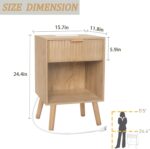 Wood Nightstand with Charging Station, Bedside Table with Fluted Drawers and Outlet, Boho Night Stand for Bedroom, Living Room, Office (Rustic Walnut) - Image 4