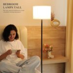 Modern Floor Lamp Simple Design with White Shade, Foot Pedal Switch, 60" Small Tall Lamps for Living Room Bedroom Office Dining Room Kitchen, Black Pole Lamp(Without Bulb) - Image 5