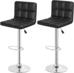 BestOffice Bar Stools Set of 2, Adjustable PU Leather Swivel Barstools, Modern Counter Stools with Back and Footrest, Counter Height Barstools for Bar, Kitchen and Dining Room - Image 2