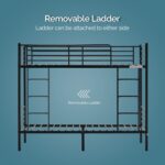 VINGLI Bunk Bed Twin Over Twin for Kids, Teens & Adults Bunk Bed with Stairs & Flat Rungs, Heavy Duty Metal Slats, No Box Spring Needed, Black - Image 7