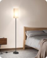 64.6" Floor Lamp, Pole with Foot Switch, Modern Standing Lamp Lampshade, Minimalist Freestanding Lamp (Bulb Not Included), for Living Room, Bedroom Office ETL Listed, Black and Beige E07LD05 - Image 10