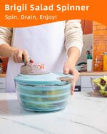 Brigii Salad Spinner, 4.24 Quart Lettuce Spinner with Double Drainage Holes, Salad Dryer for Washing, Spinning, and Draining Greens, Fruits, and Vegetables - Image 3