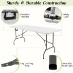 2 Pack 6 FT Folding Tables White Foldable Table, Fold-in-Half with Carrying Handle Portable Plastic Rectangular Table for Party, Dining, Wedding, Camping, Picnic, Indoor Outdoor Events - Image 4