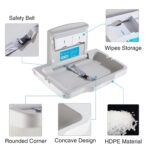 Baby Changing Station Wall Mounted Baby Changing Table Foldable Diaper Changing Unit Commercial Restrooms Horizontal HDPE Meterial with Safrty Strap White Gray - Image 8