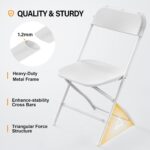 VINGLI 10 Pack White Plastic Folding Chair, Indoor Outdoor Portable Stackable Commercial Seat with Steel Frame 350lb. Capacity for Events Office Wedding Party Picnic Kitchen Dining - Image 5
