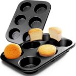 2 Packs Premium Steel Muffin Pan for Baking, Round Muffin Baking Pan, Baking Tray for Muffins, Cupcakes, Brownie(Black, 6 Cup) - Image 2