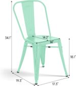 Metal Dining Chairs Set of 4 Stackable Side with Back 18 Inch Indoor Outdoor Use Industrial Classic Vintage Metal for Kitchen Restaurant Bistro Cafe Bar, Mint Green - Image 4