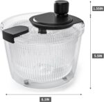 Cambom Salad Spinner Lettuce Spinner, Wash, Spin & Dry Salad Greens, Vegetable Washer Salad Dryer With Rotary Handle for Fruits & Vegetables, High Efficiency Vegetable Spinner Kitchen Gadget 3Qt Black - Image 7