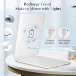 FUNTOUCH Rechargeable Travel Makeup Mirror with 72 Led Lights, Portable Lighted Beauty Mirror, 3 Color Lighting, Dimmable Touch Screen, Tabletop LED Folding Cosmetic Vanity Mirror - Image 3