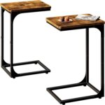 QEEIG C Table Side Table Set of 2 Living Room Sets C Shaped Couch Tray End Tables Farmhouse, Rustic Brown (017-30BN) - Image 2