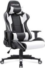 Homall Gaming Chair, Office Chair High Back Computer Chair Leather Desk Chair Racing Executive Ergonomic Adjustable Swivel Task Chair with Headrest and Lumbar Support (White) - Image 2