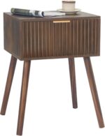 Mid Century Modern Nightstand, Small End Tables Living Room, Accent Bedside Table with Drawer for Bedroom and Small Space, Rustic Brown - Image 2